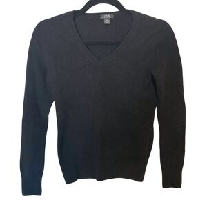 Women's XS Prive black 100% cashmere v-neck pullover sweater soft basic